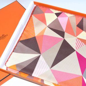 Hermes Scarf Les Faceties de Pegase by Dimitri Rybaltschenko Silk 90 cm Orange